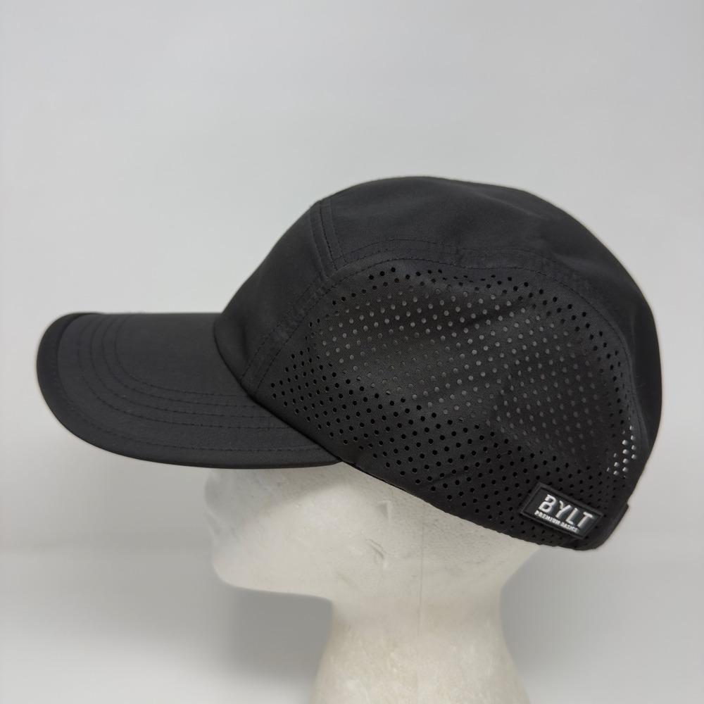 BYLT Premium Basics Mens Black 5 Panel Performance Hat Adjustable Running Cap - Picture 2 of 9